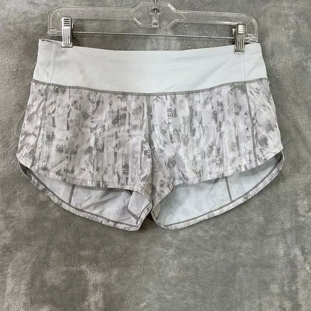lululemon athletica White and Light Gray Printed Speed Up Athletic Shorts